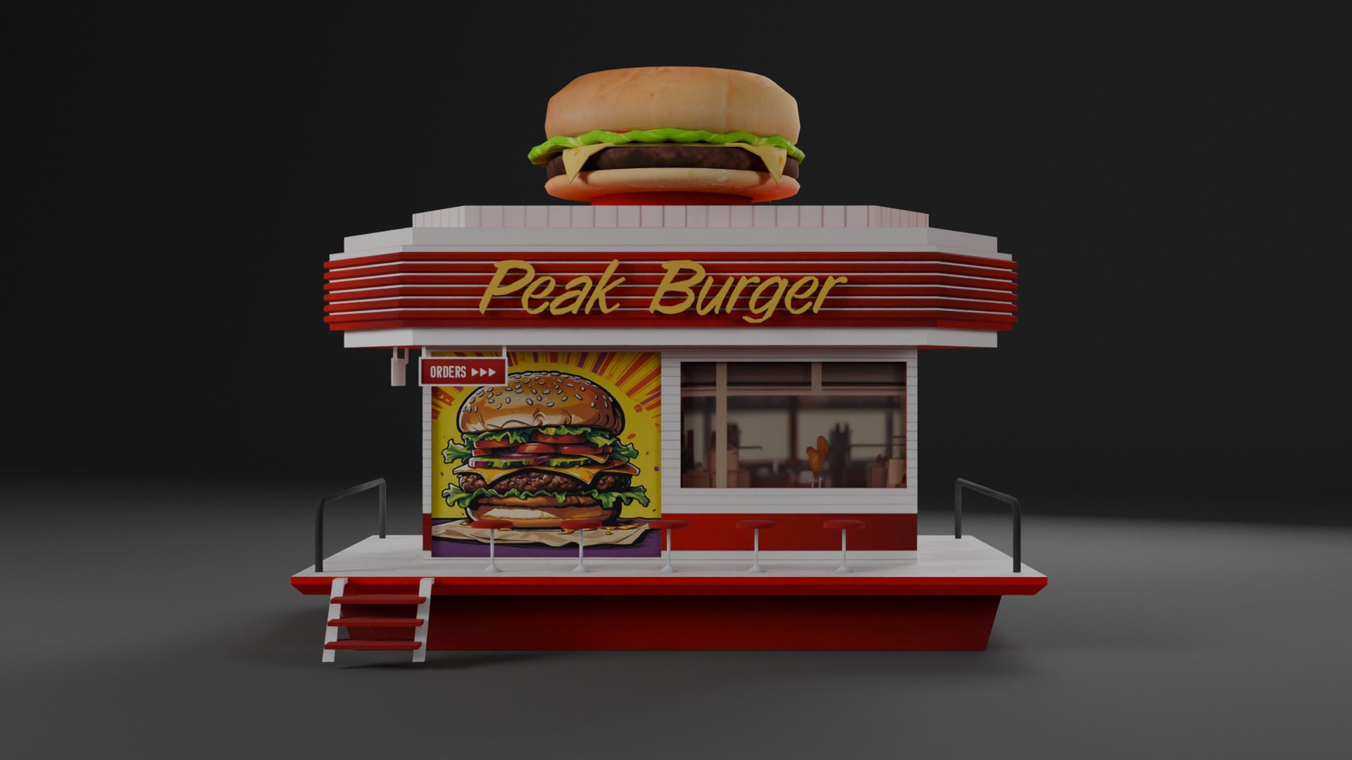 Cafe Fastfood Restaurant Pack  Low-poly 3D model_10