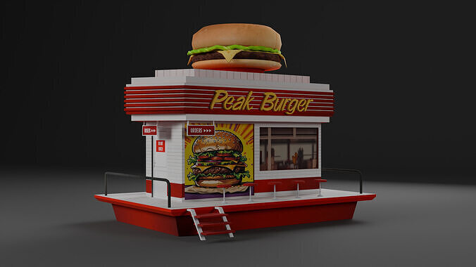 Cafe Fastfood Restaurant Pack  Low-poly 3D model 3