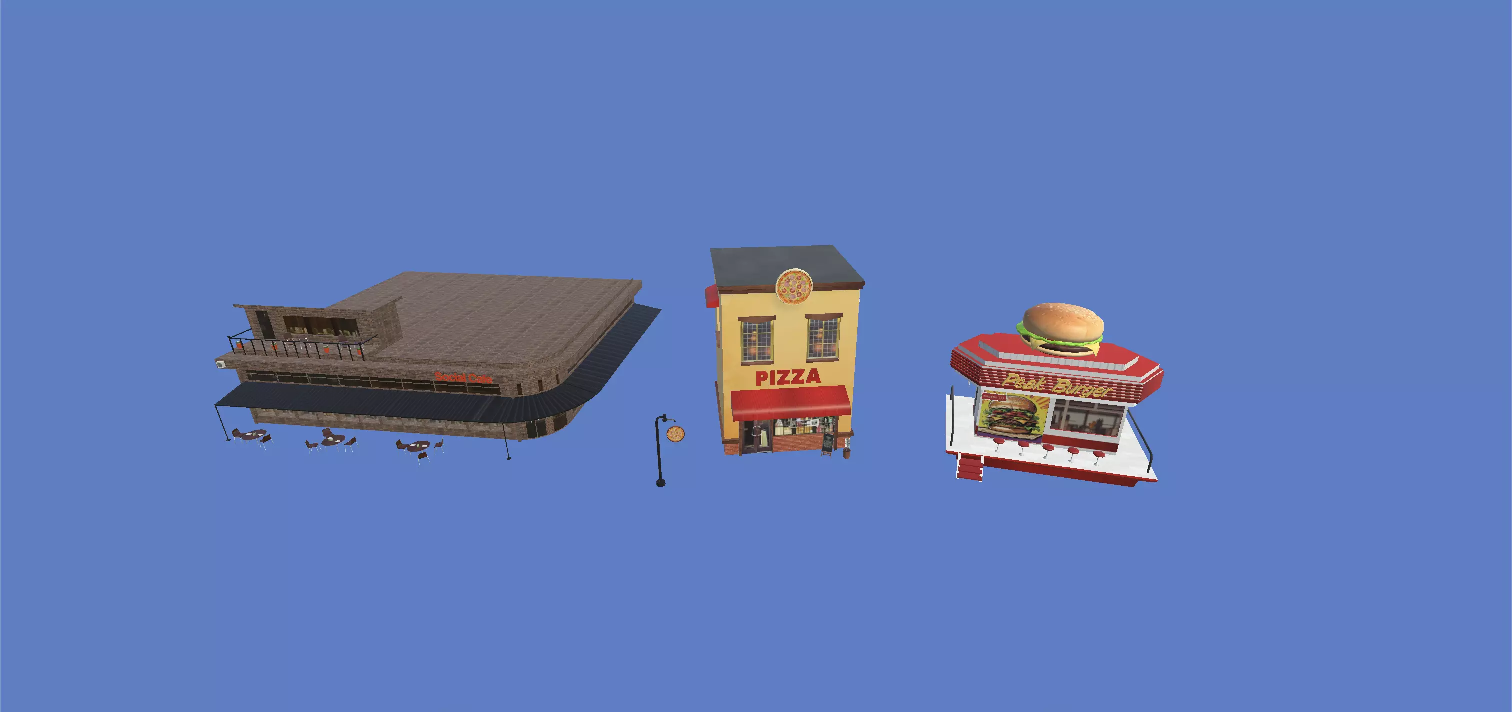 Cafe Fastfood Restaurant Pack  Low-poly 3D model_0