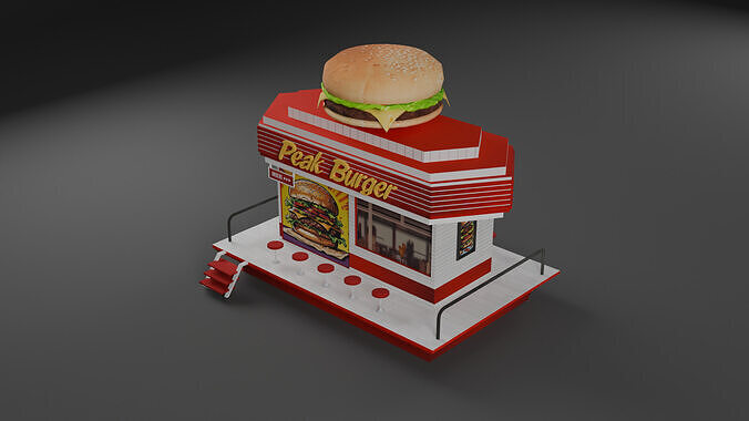 Cafe Fastfood Restaurant Pack  Low-poly 3D model 6