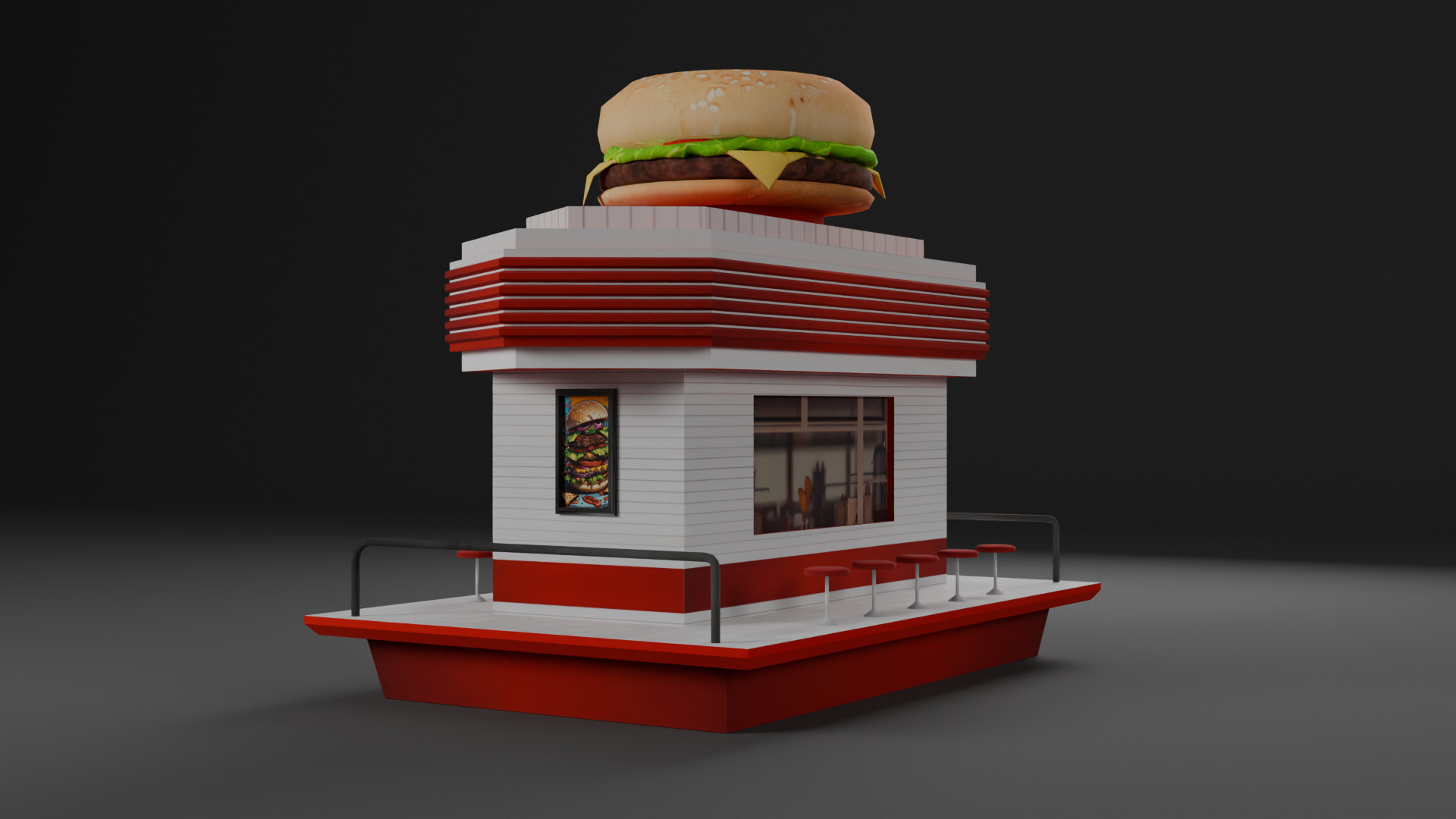 Cafe Fastfood Restaurant Pack  Low-poly 3D model_13