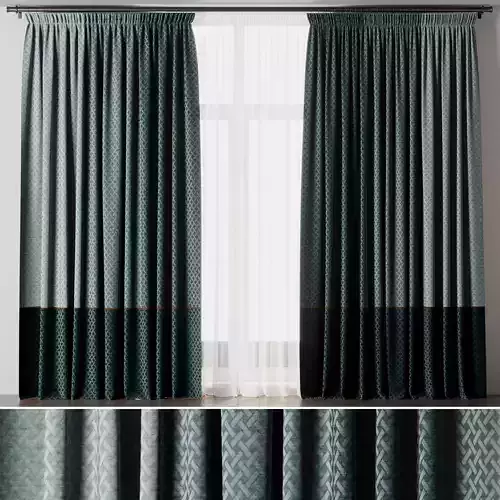 Curtain with rod 18 bule patterned curtain HBH