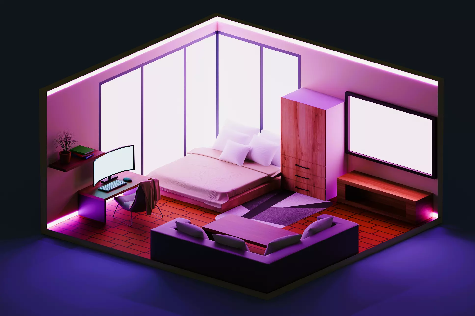 5 rooms in beautiful 3D print model