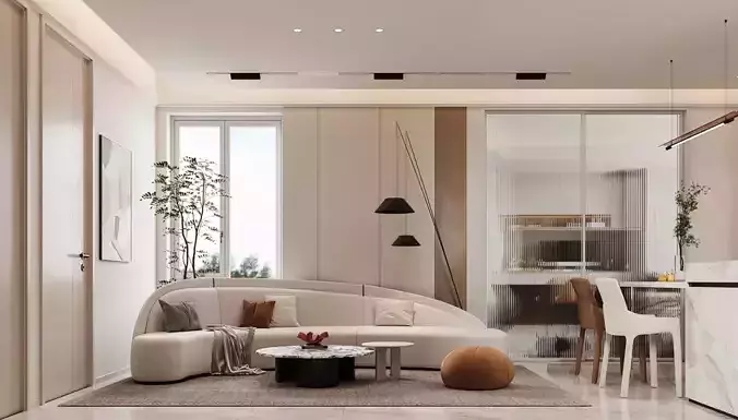Modern living and dining room