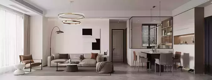 Modern living and dining room