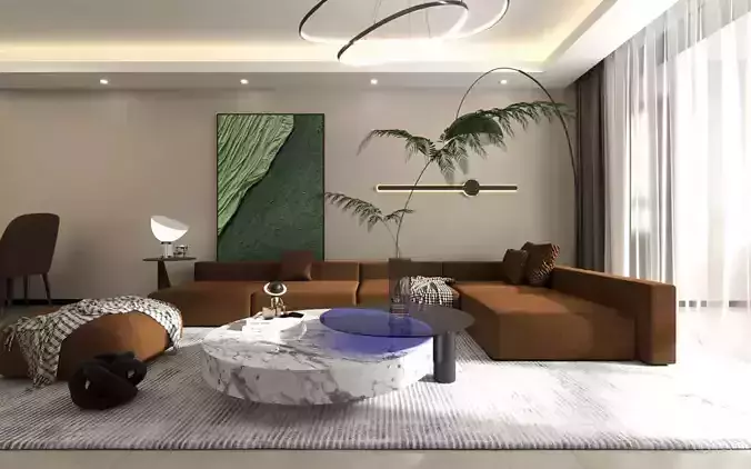 Modern living and dining room