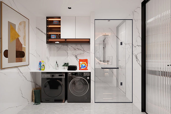 Modern minimalist bathroom 3D model