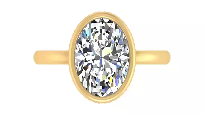 Oval-Cut Bezel Set Halo Ring