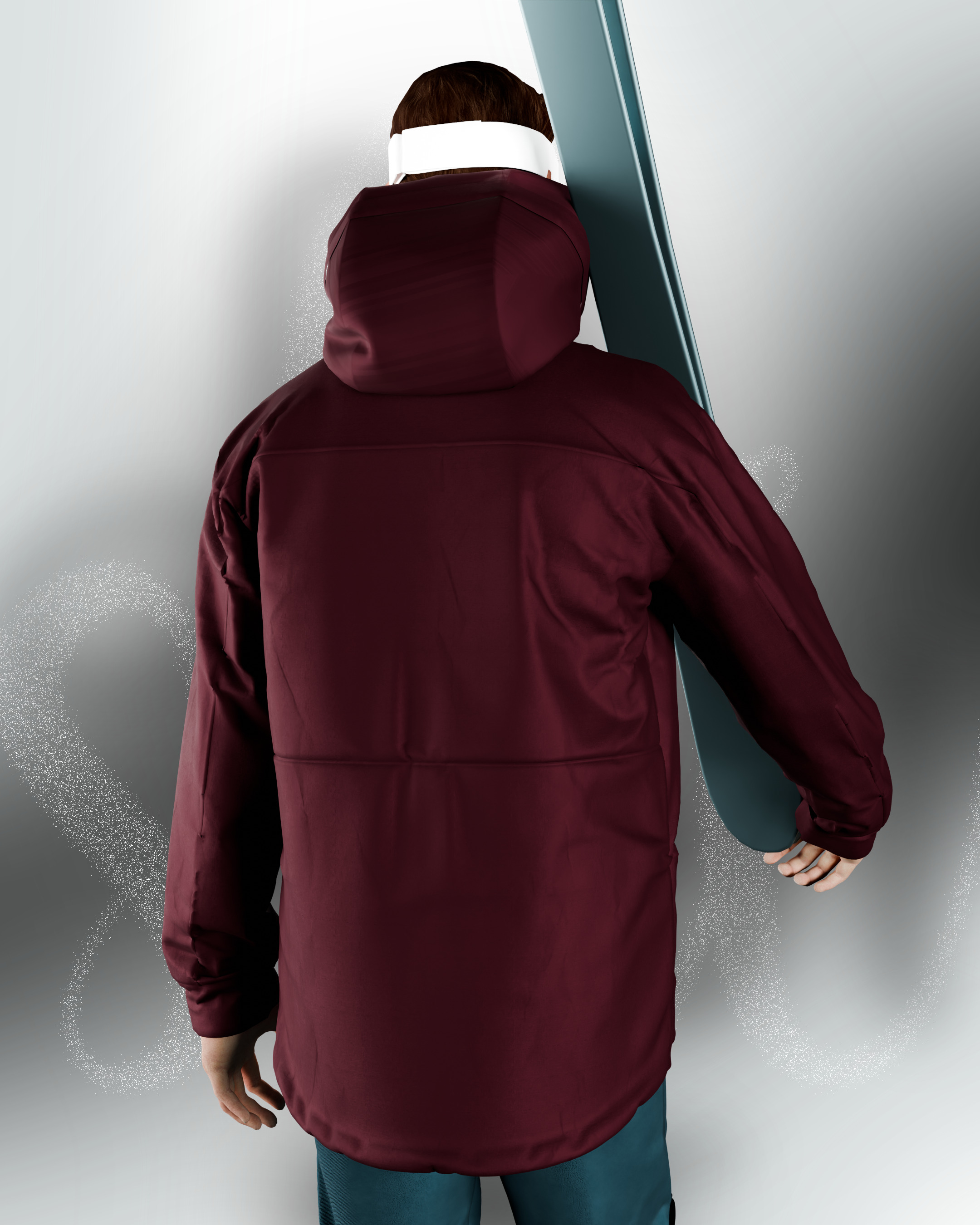 Dark sienna snowboard outfit 3D model_2