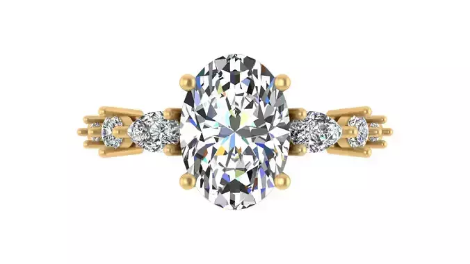  Oval-Cut Three-Stone Engagement Ring