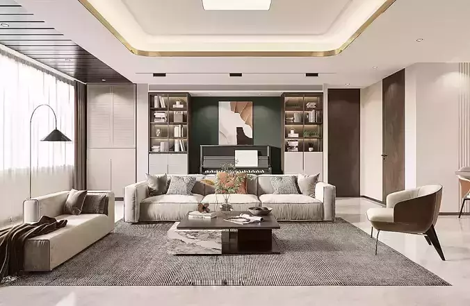 Modern living and dining room