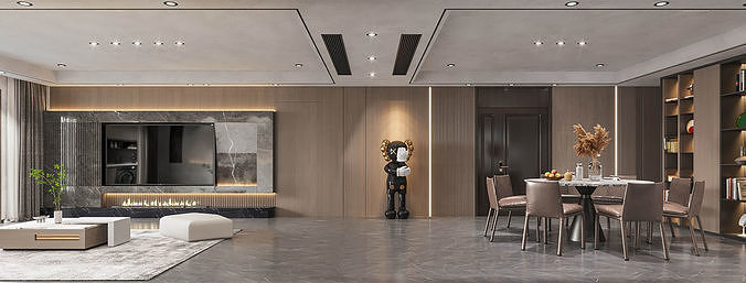 Black and White Style Restaurant 3D model