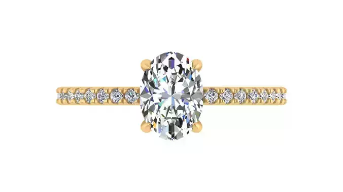 Oval Solitaire Pave Engagement Ring