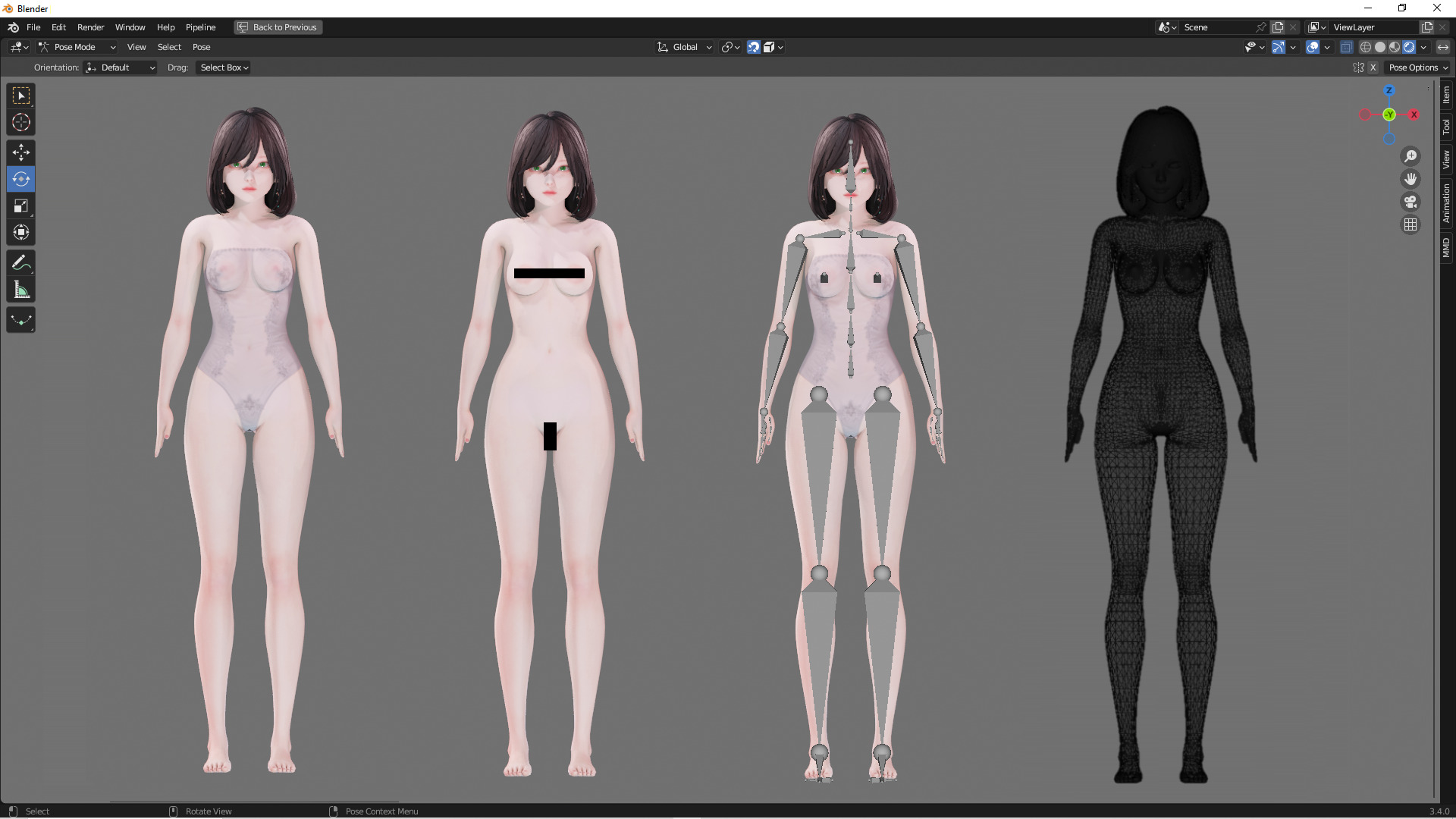 Lingerie clothes 0004 - Rig -Unreal - Unity - Blender - Animated Low-poly 3D model_3