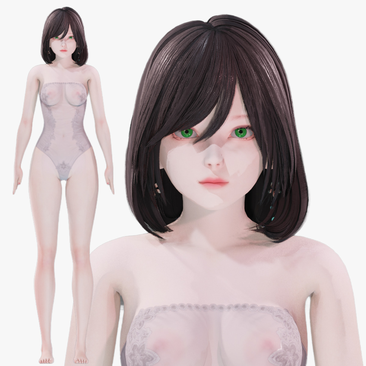 Lingerie clothes 0004 - Rig -Unreal - Unity - Blender - Animated Low-poly 3D model_11