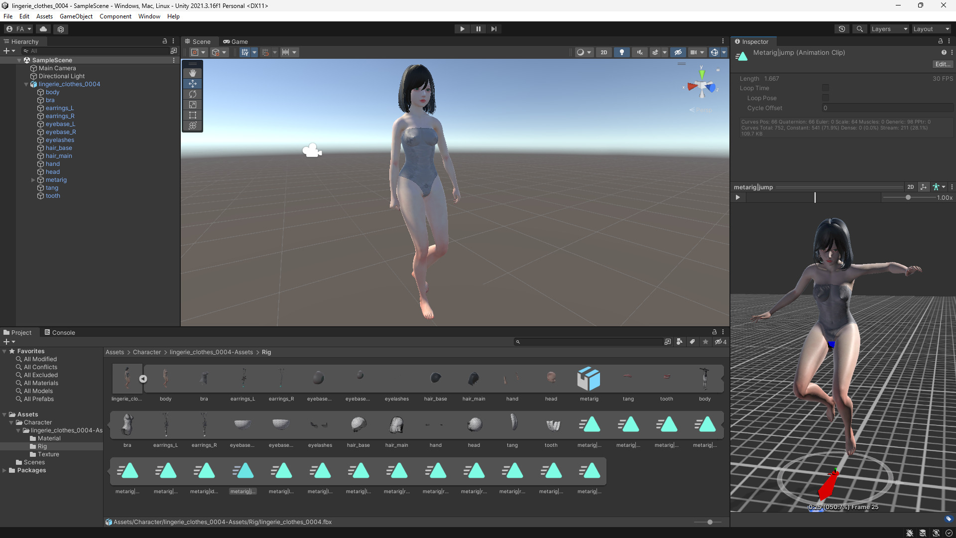 Lingerie clothes 0004 - Rig -Unreal - Unity - Blender - Animated Low-poly 3D model_9