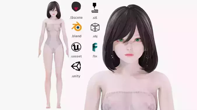Lingerie clothes 0004 - Rig -Unreal - Unity - Blender - Animated Low-poly 3D model