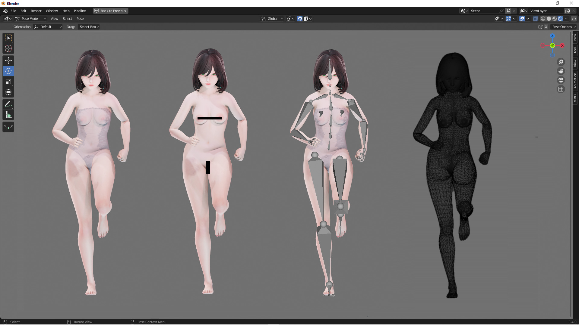 Lingerie clothes 0004 - Rig -Unreal - Unity - Blender - Animated Low-poly 3D model_5