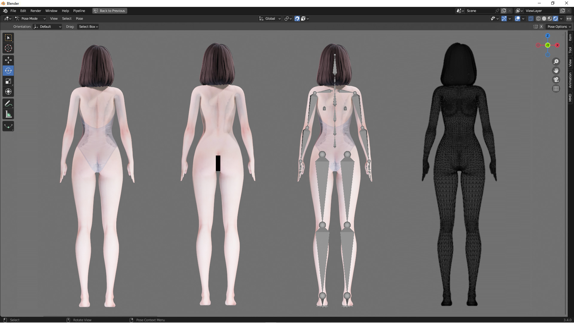 Lingerie clothes 0004 - Rig -Unreal - Unity - Blender - Animated Low-poly 3D model_4