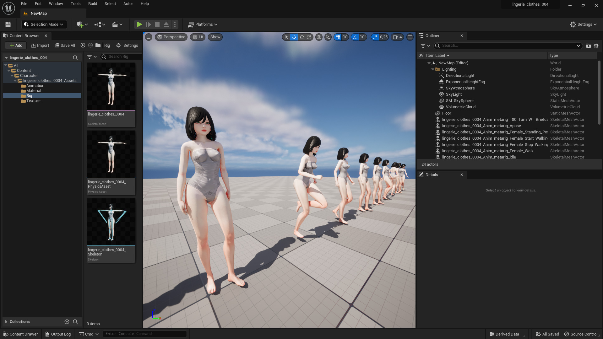 Lingerie clothes 0004 - Rig -Unreal - Unity - Blender - Animated Low-poly 3D model_8