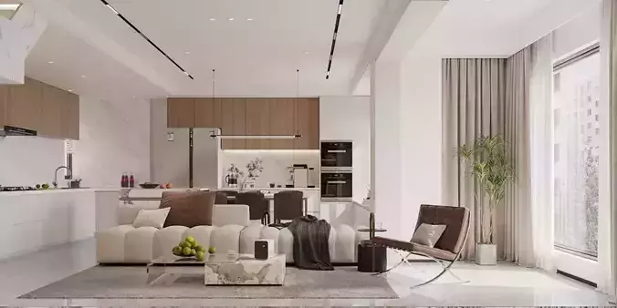 Modern living and dining room