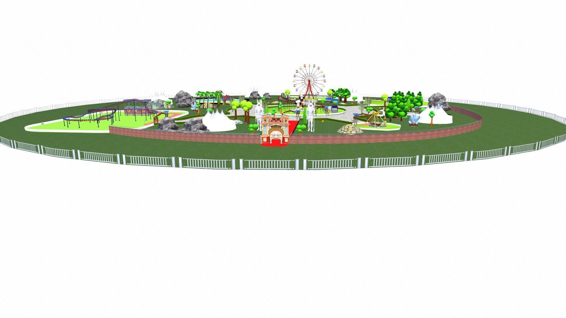 Amusement park Low-poly 3D model_3