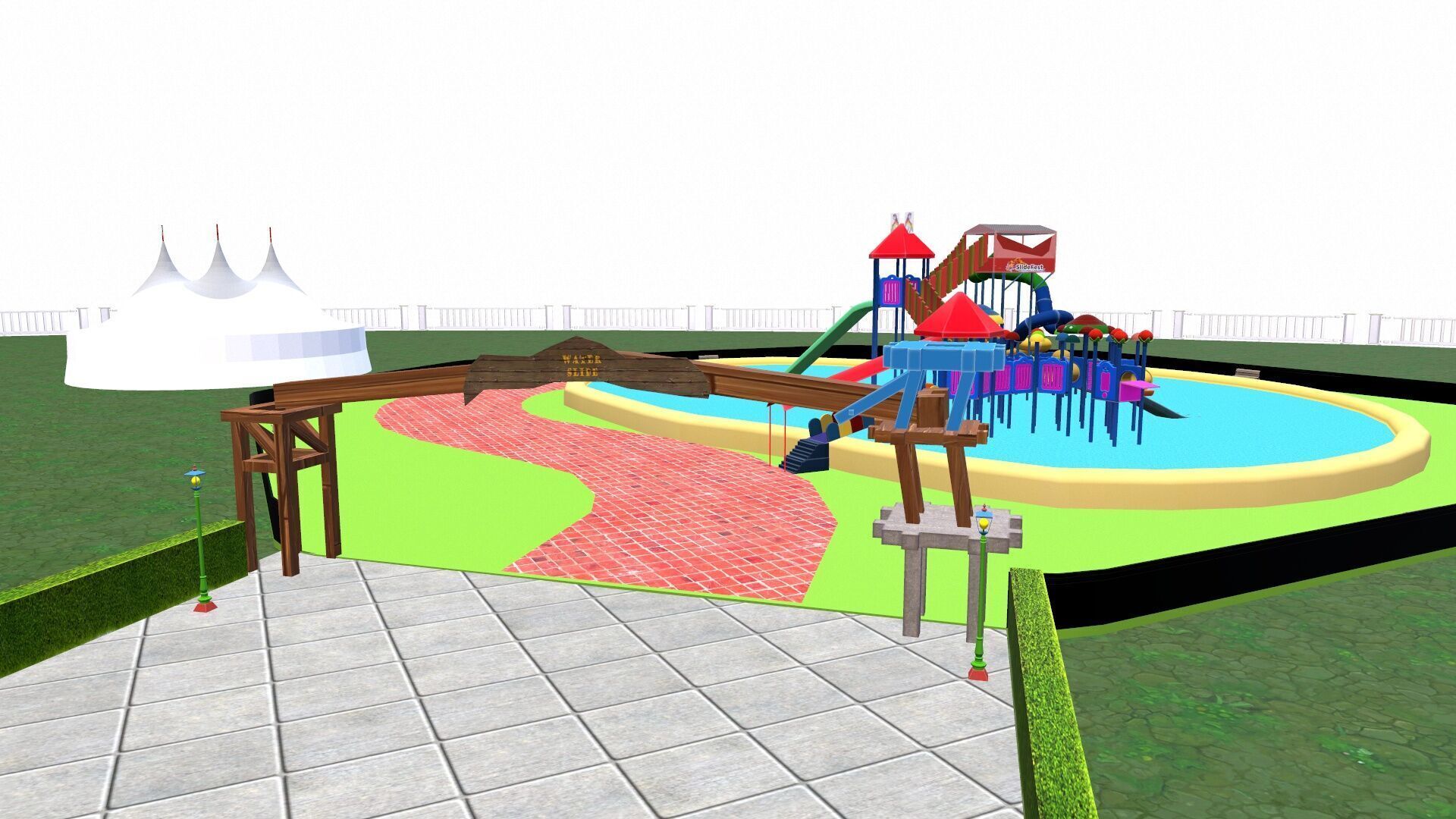 Amusement park Low-poly 3D model_11
