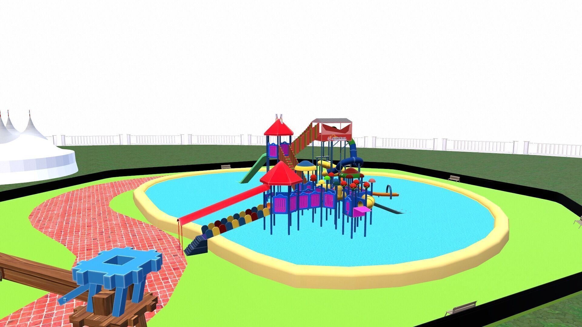Amusement park Low-poly 3D model_12