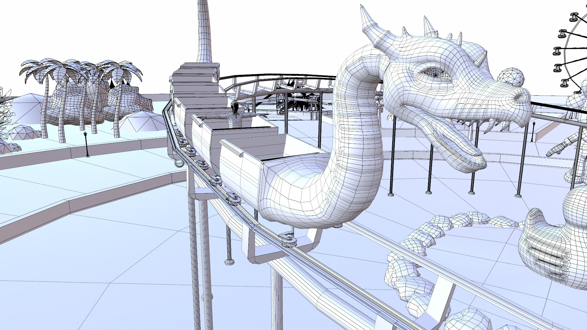 Amusement park Low-poly 3D model_20