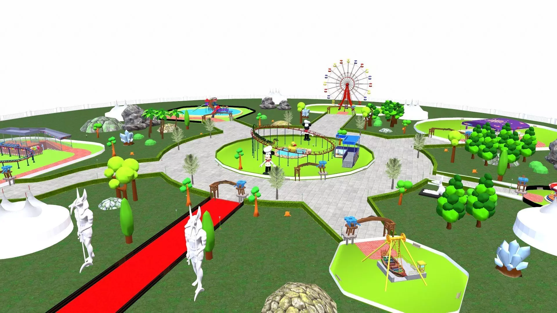 Amusement park Low-poly 3D model_0