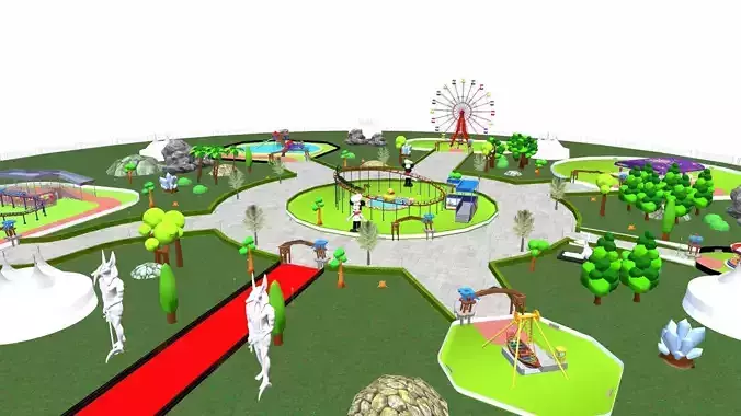 Amusement park Low-poly 3D model