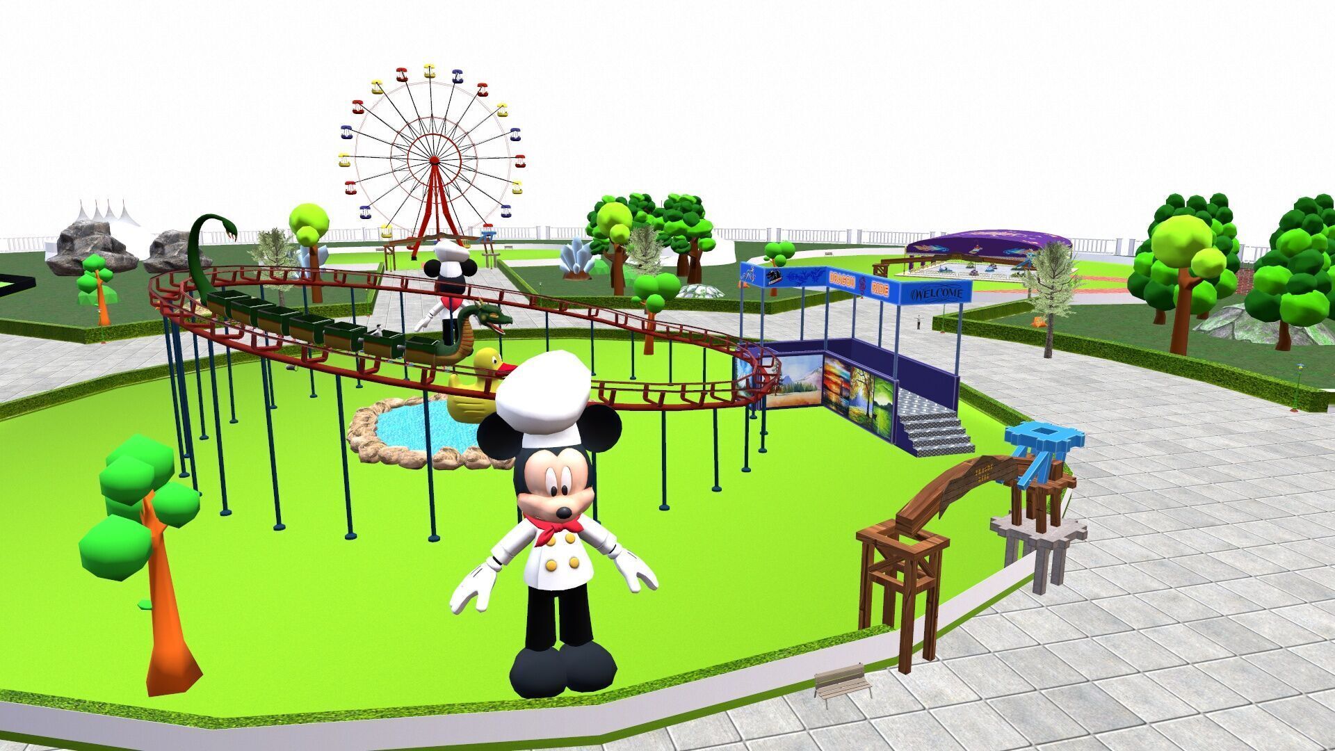Amusement park Low-poly 3D model_16