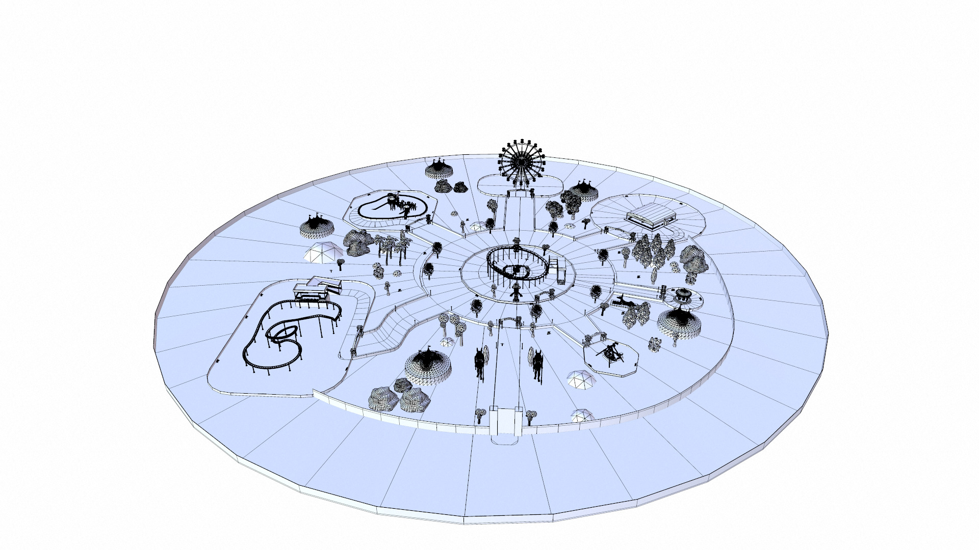 Amusement park Low-poly 3D model_17