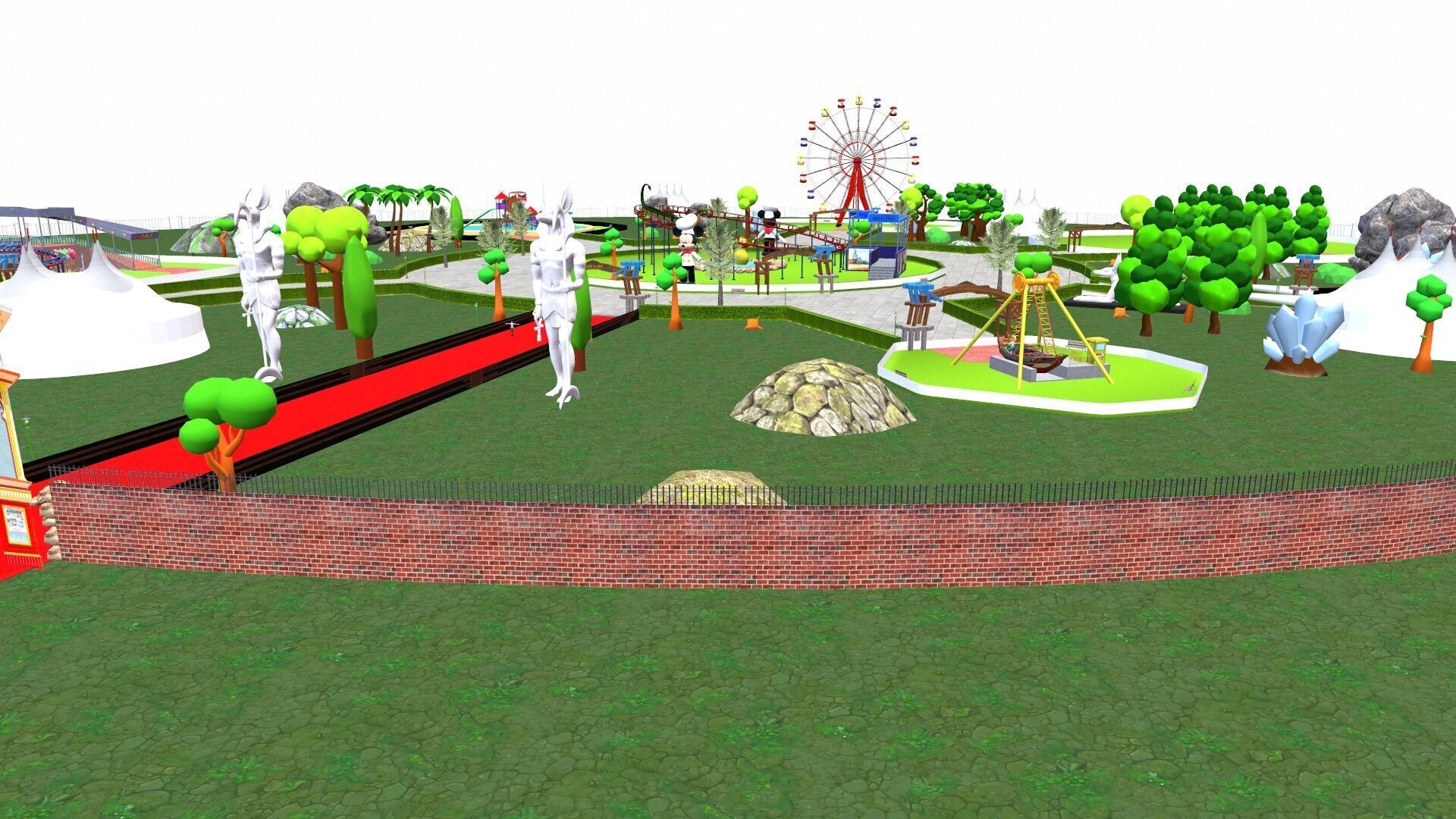 Amusement park Low-poly 3D model_4