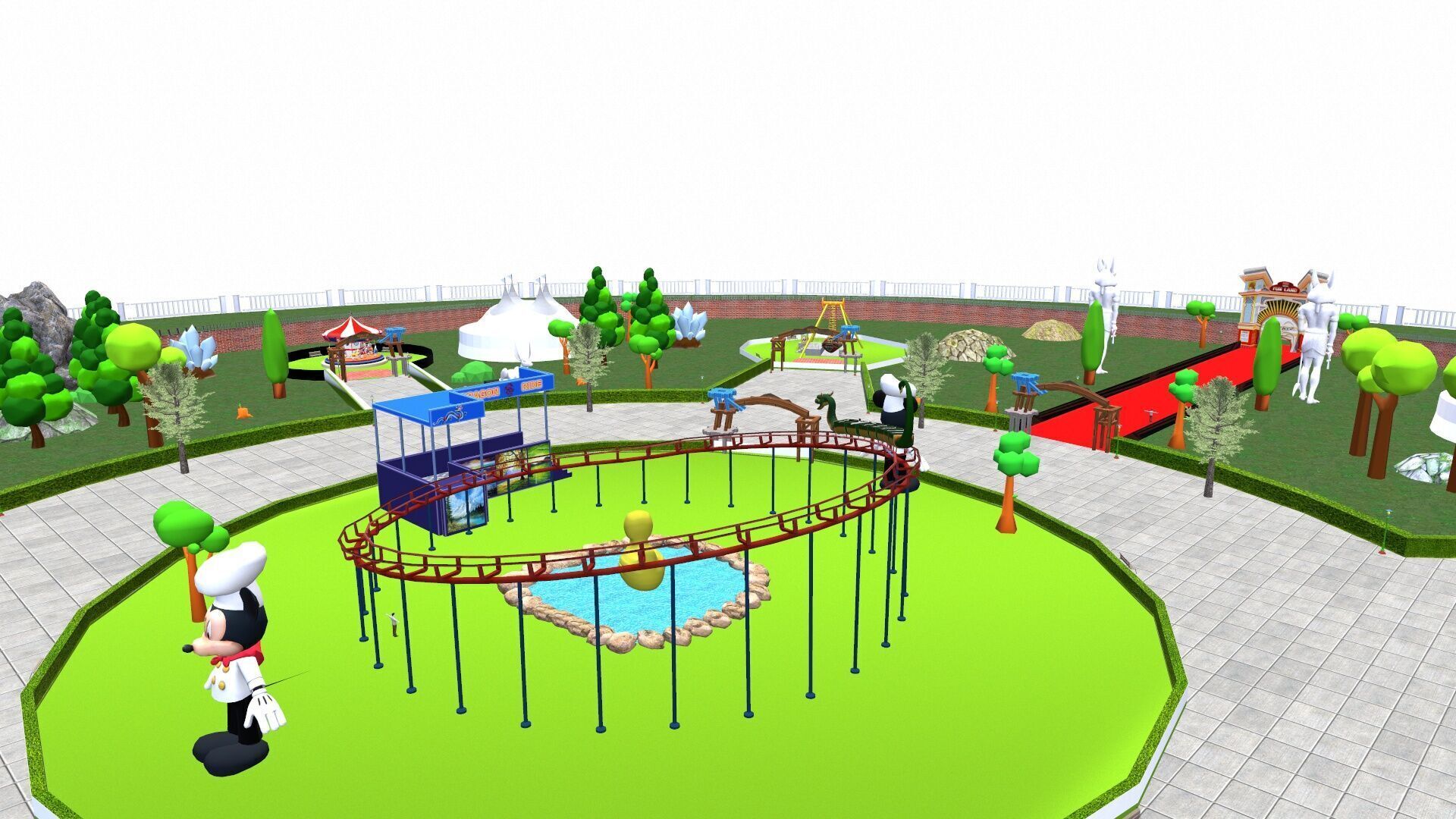 Amusement park Low-poly 3D model_15
