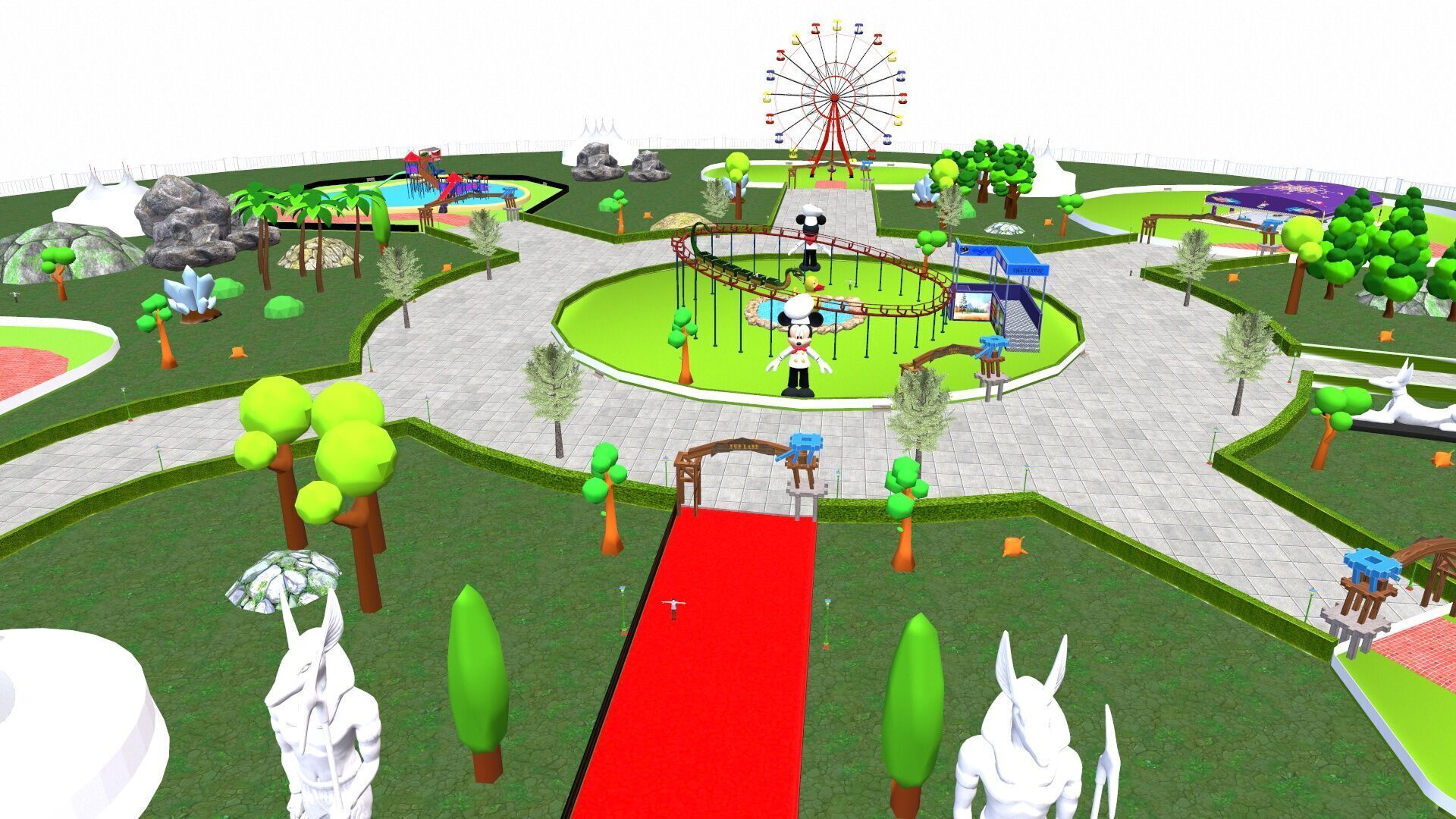 Amusement park Low-poly 3D model_2