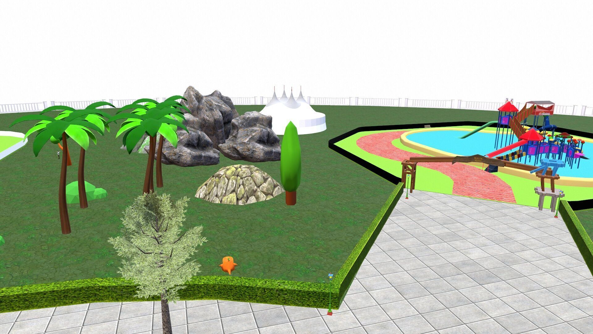 Amusement park Low-poly 3D model_13