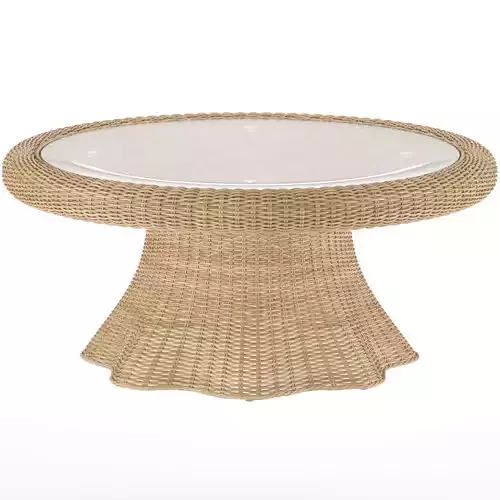 Butler Flora Scalloped Coffee Table Light Brown Rattan