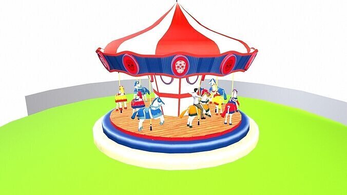Detailed Horse Carousel Low-poly 3D model