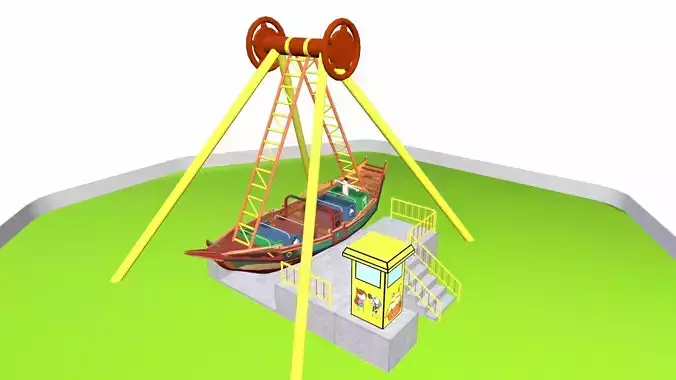 Attraction Pirate ship Low-poly 3D model