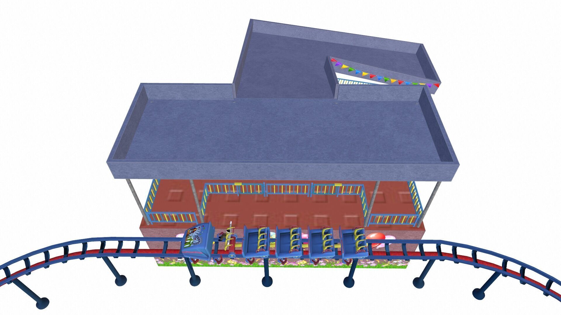 Roller Coaster Track and Train Low-poly 3D model_4