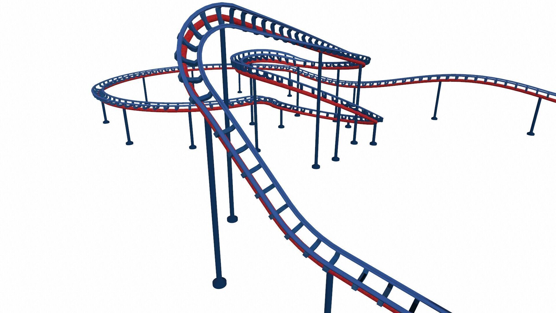 Roller Coaster Track and Train Low-poly 3D model_9