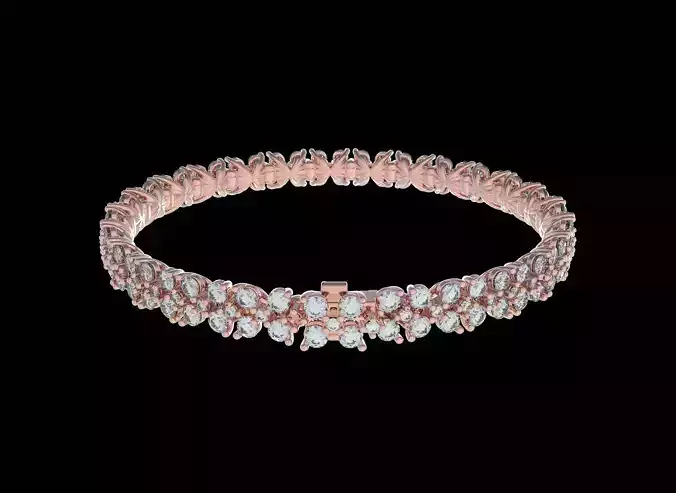  Tennis Flower Articulated Bracelet 3D print model