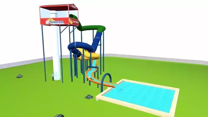 Water Slides Low-poly 3D model
