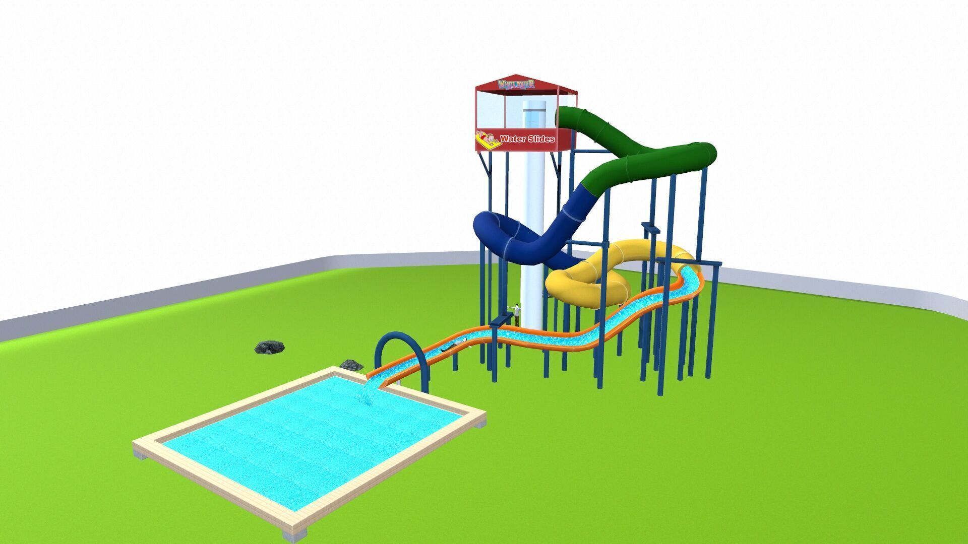 Water Slides Low-poly 3D model_8