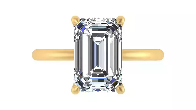 Classic Solitaire Emerald-Cut Engagement Ring