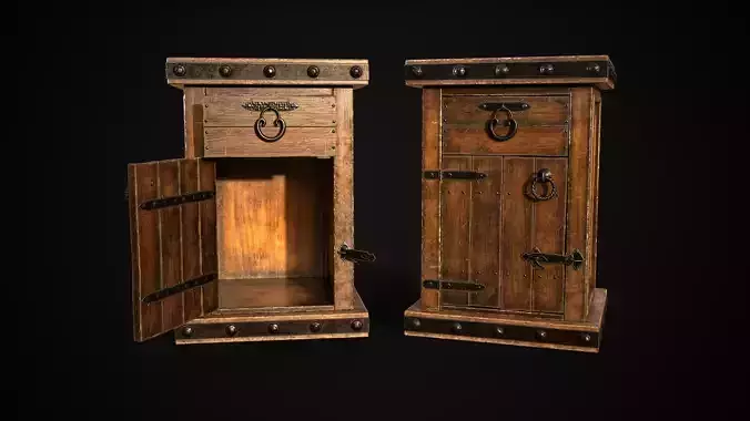 Old Wooden NightStand 02