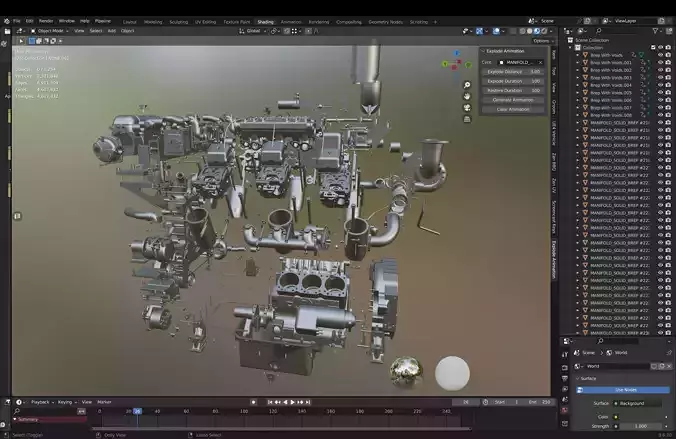 Ship Engine Low-poly 3D model