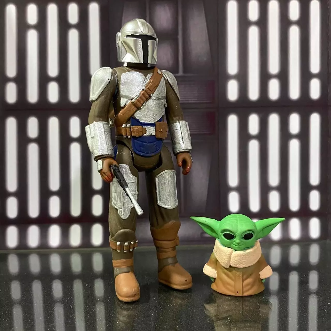 The mandalorian din djarin and grogu star wars vintage toy 3D print model