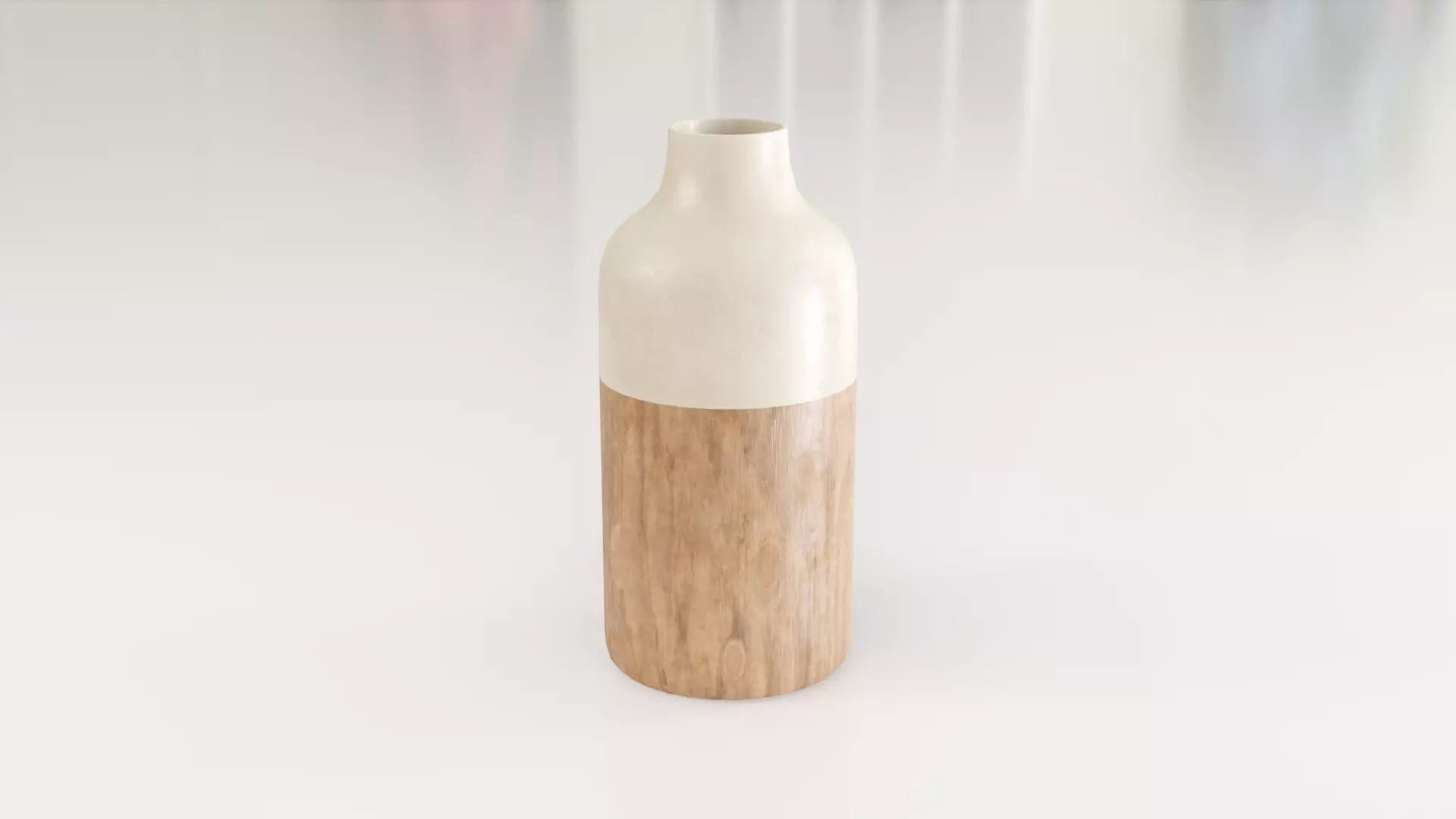 Decorative Cylinder Wooden vase 3D model_0